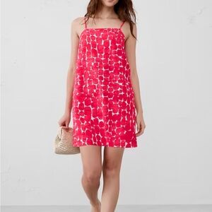 Banana Republic Red and White Sleeveless Dress, Linen Blend NWT